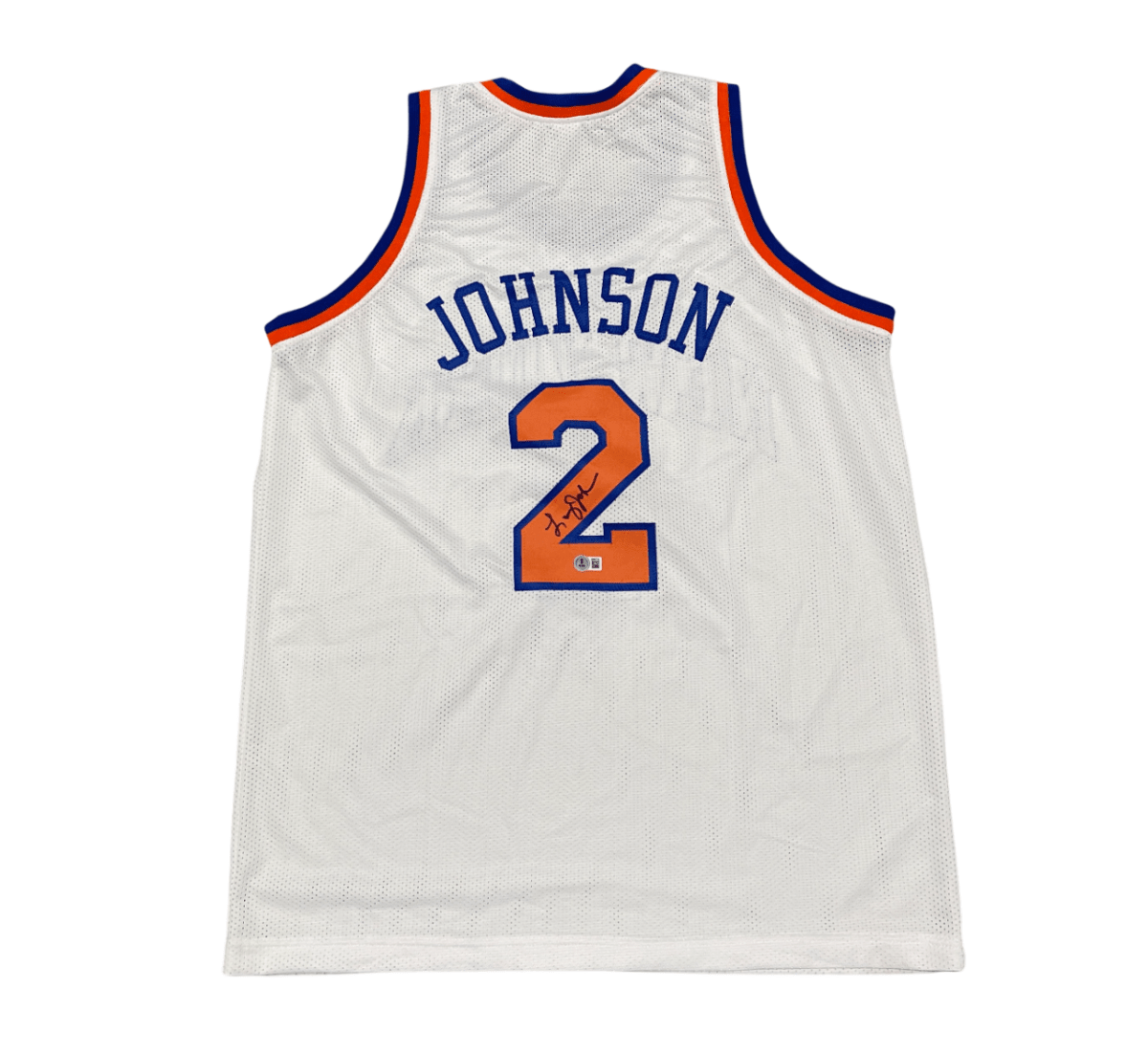 Larry Johnson Signed Auto New York Knicks Custom Jersey Beckett BAS COA