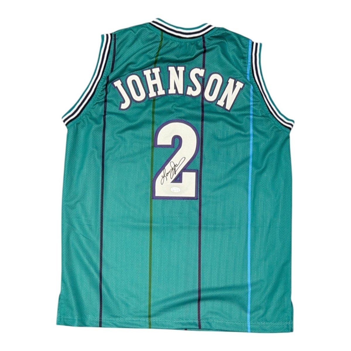 Larry Johnson Signed Autographed Charlotte Hornets Custom Jersey JSA Witness COA
