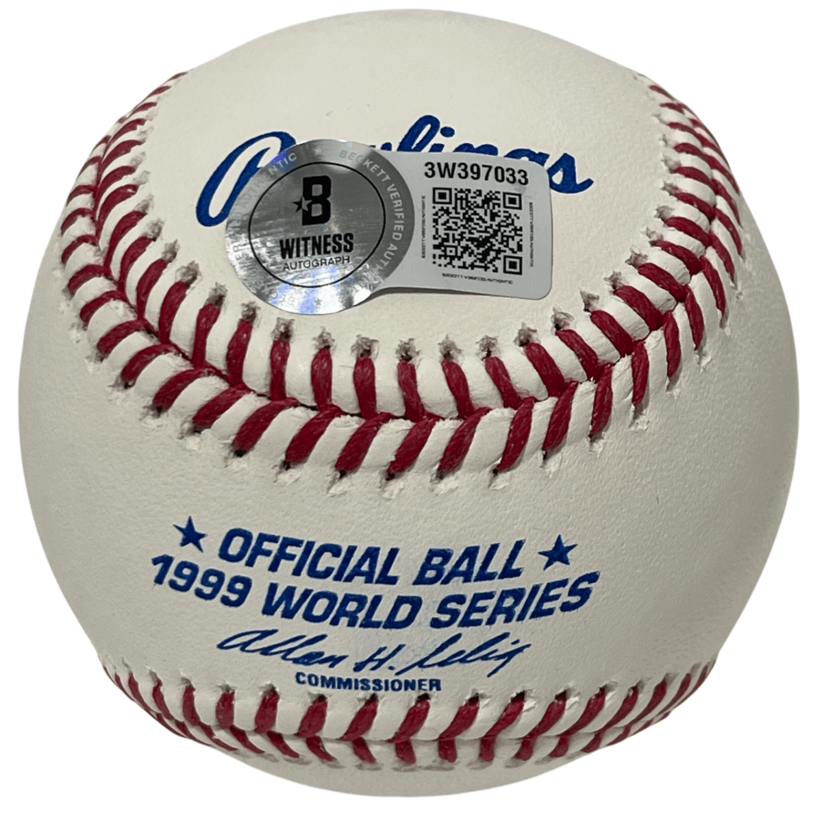 Mariano Rivera Signed 1999 World Series WS Baseball Beckett WITNESS BAS COA