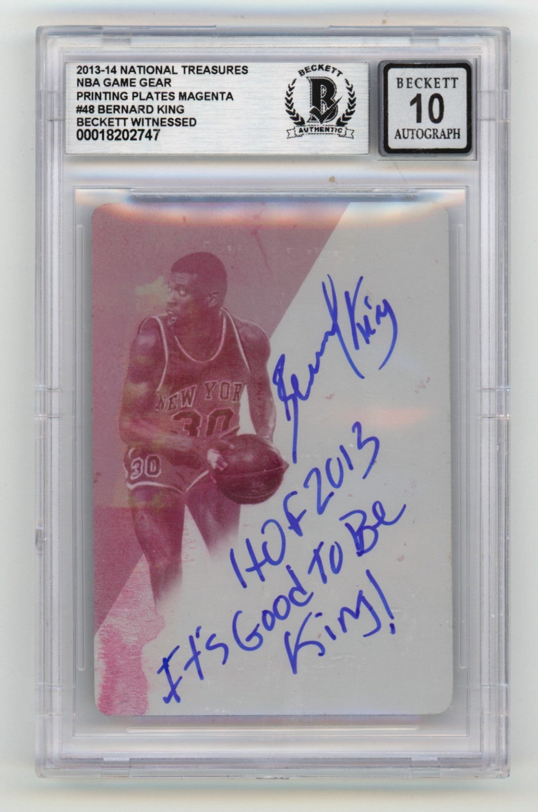 Bernard King 2013-14 National Treasures Printing Plate #1/1 Signed BGS 10 Auto