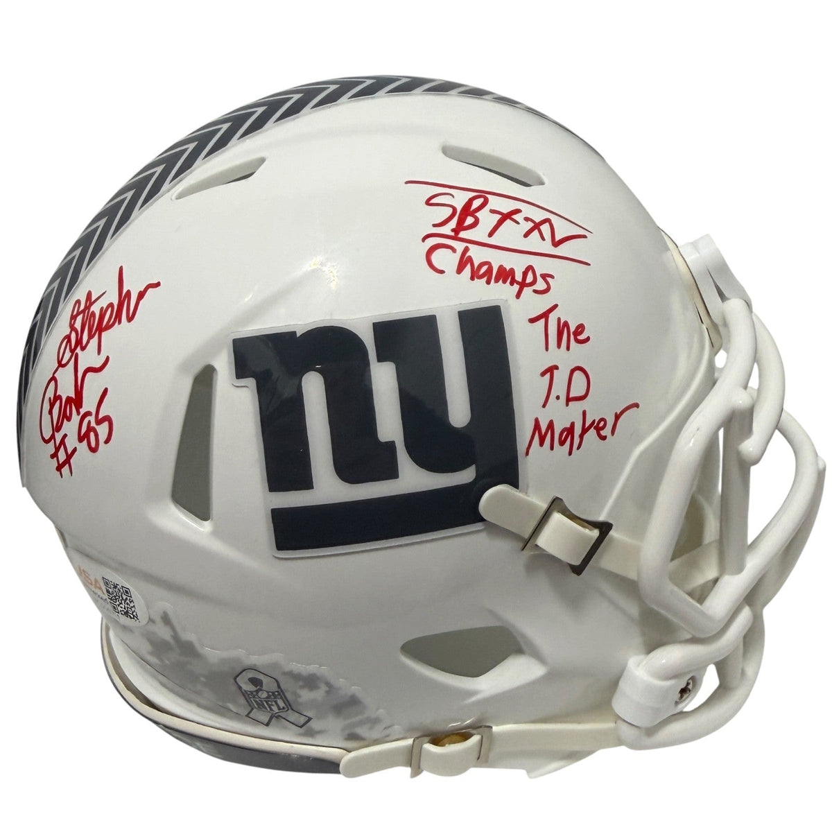 Stephen Baker Signed Giants Salute 24 Mini Helmet w/ 2x Insc JSA Witness COA