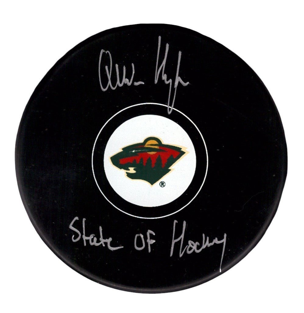 Quinn Hughes Signed Minnesota Wild Logo Puck w/ State of Hockey Fanatics COA