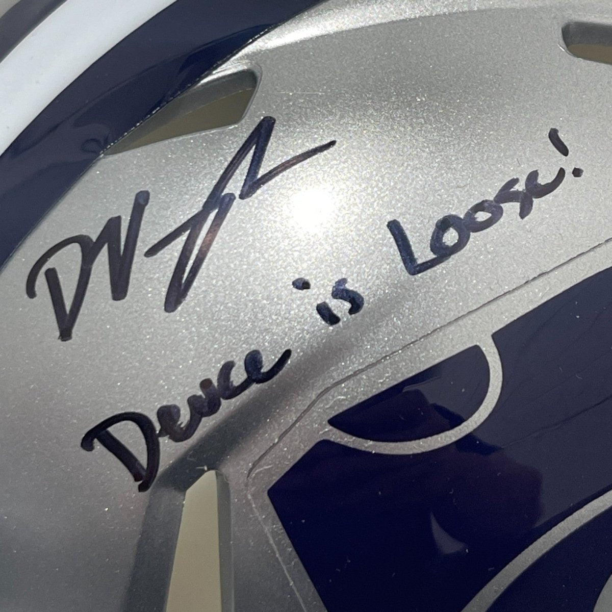 Deuce Vaughn Signed Kansas State KSU Mini Helmet w/ Deuce is Loose! BAS COA
