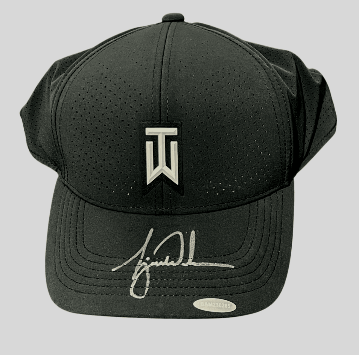 Tiger Woods Signed Autographed Nike AeroBill Black Hat Upper Deck UDA COA Golf