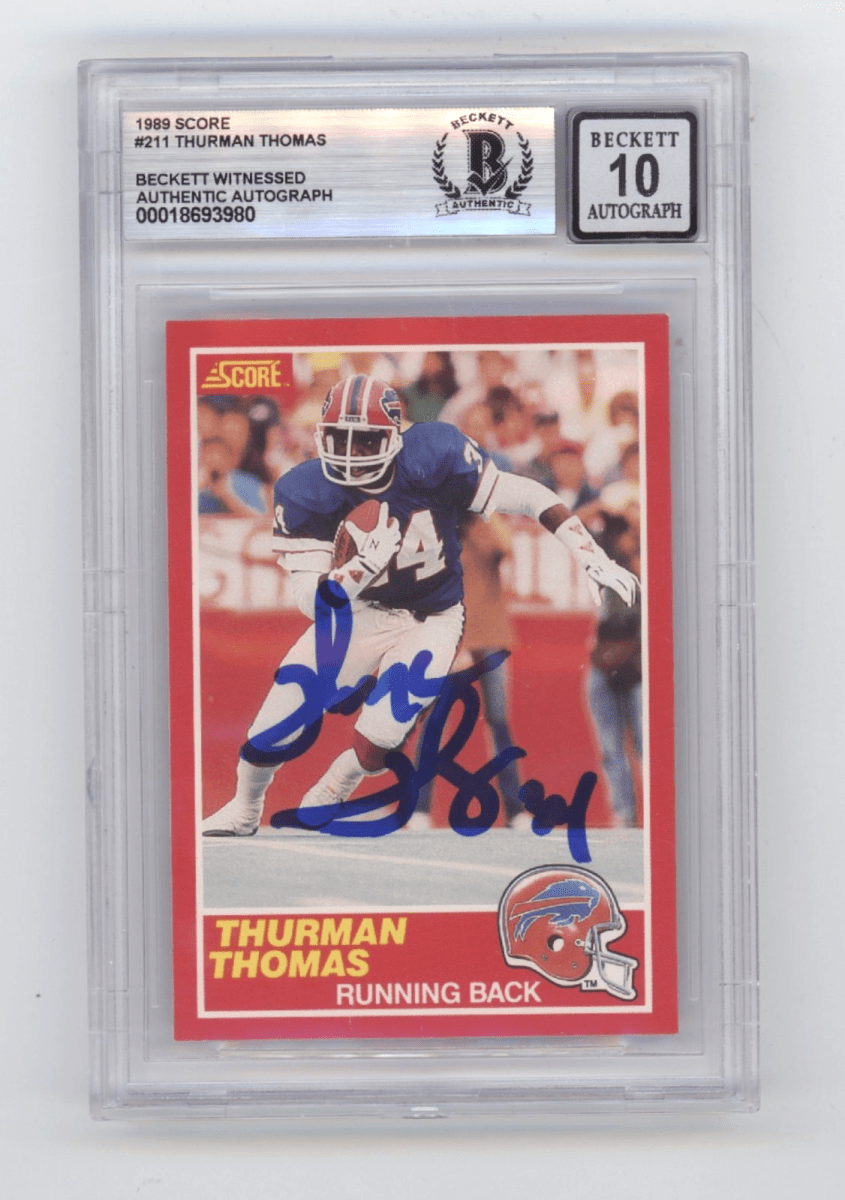 Thurman Thomas 1989 Score 211 Signed Rookie RC Beckett BGS 10 Auto Buffalo Bills
