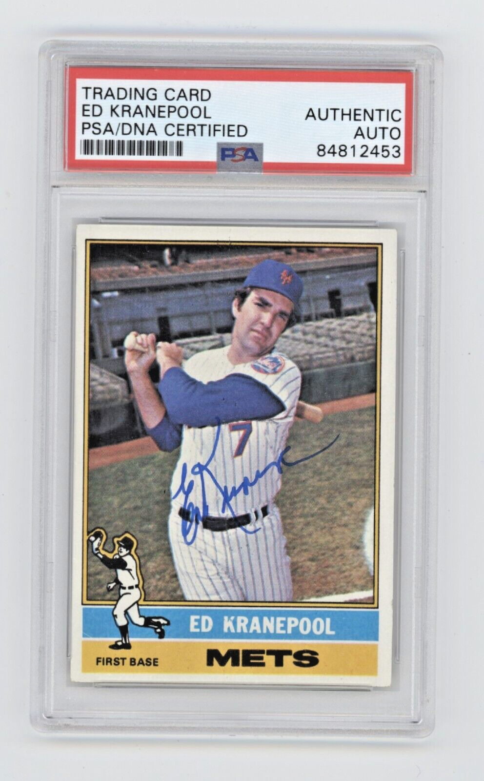 Ed Kranepool 1976 Topps Baseball #314 Signed PSA Authentic Auto New York Mets
