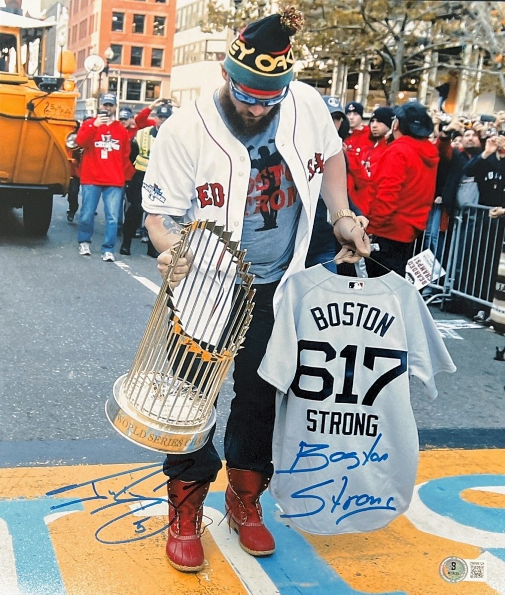 Jonny Gomes Signed Red Sox 11x14 Photo w/ Boston Strong Beckett Wit BAS COA