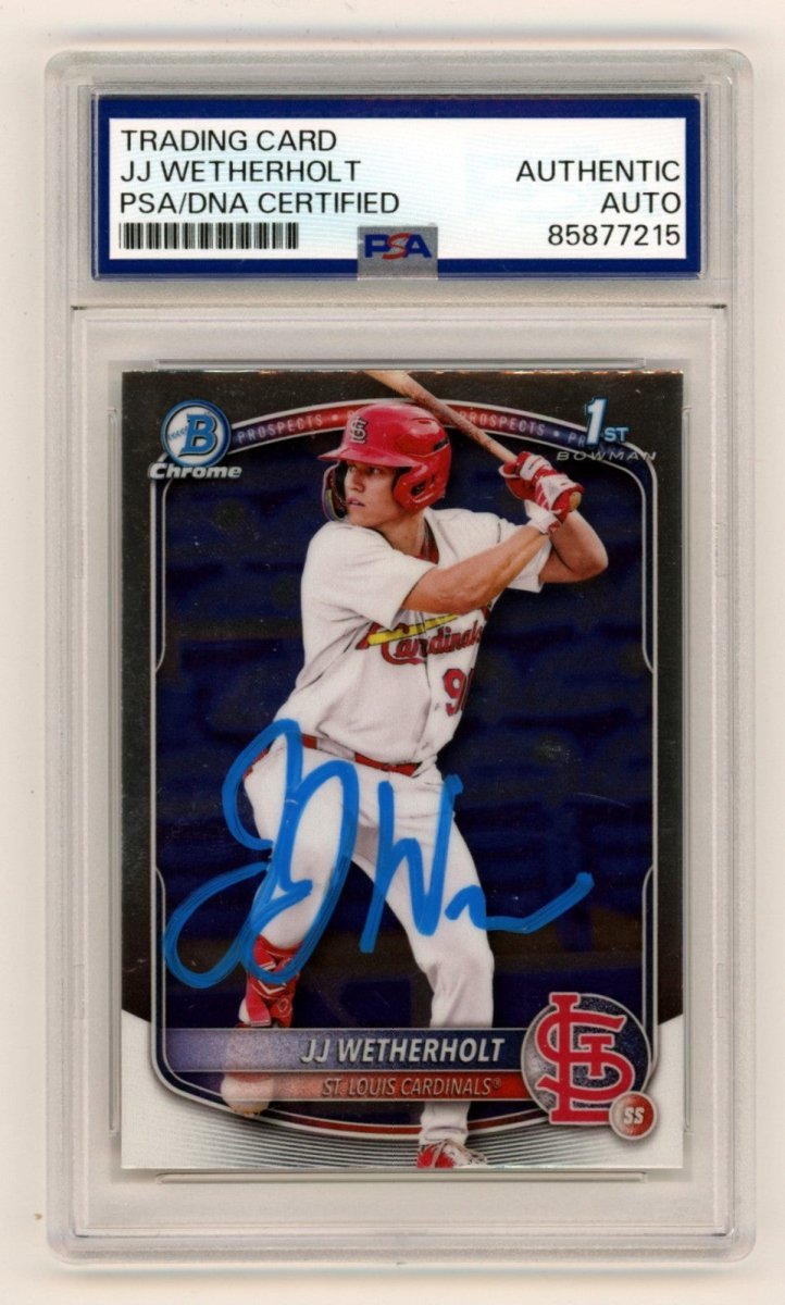 JJ Wetherholt 2025 Bowman Chrome 1st Signed Auto RC PSA Authentic Auto Blue