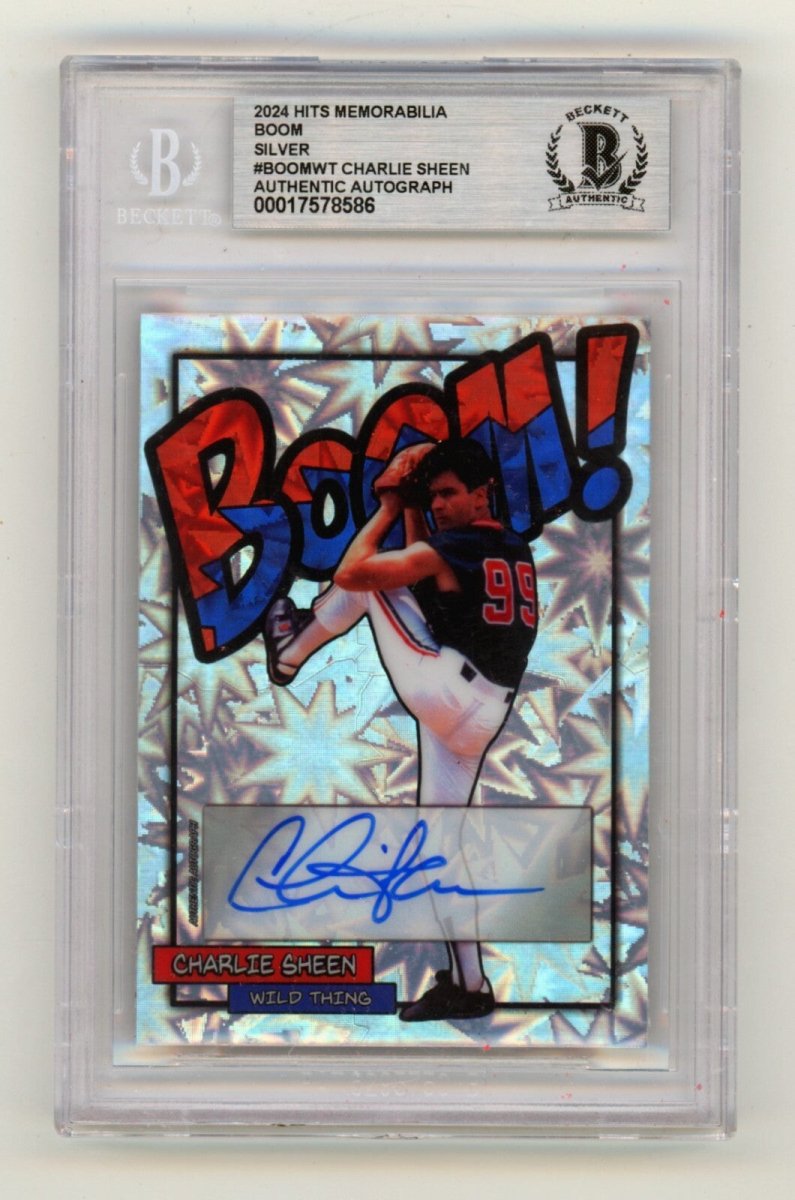 Charlie Sheen 2024 Hits Memorabilia BOOM Silver /99 Signed BGS Auto Wild Thing