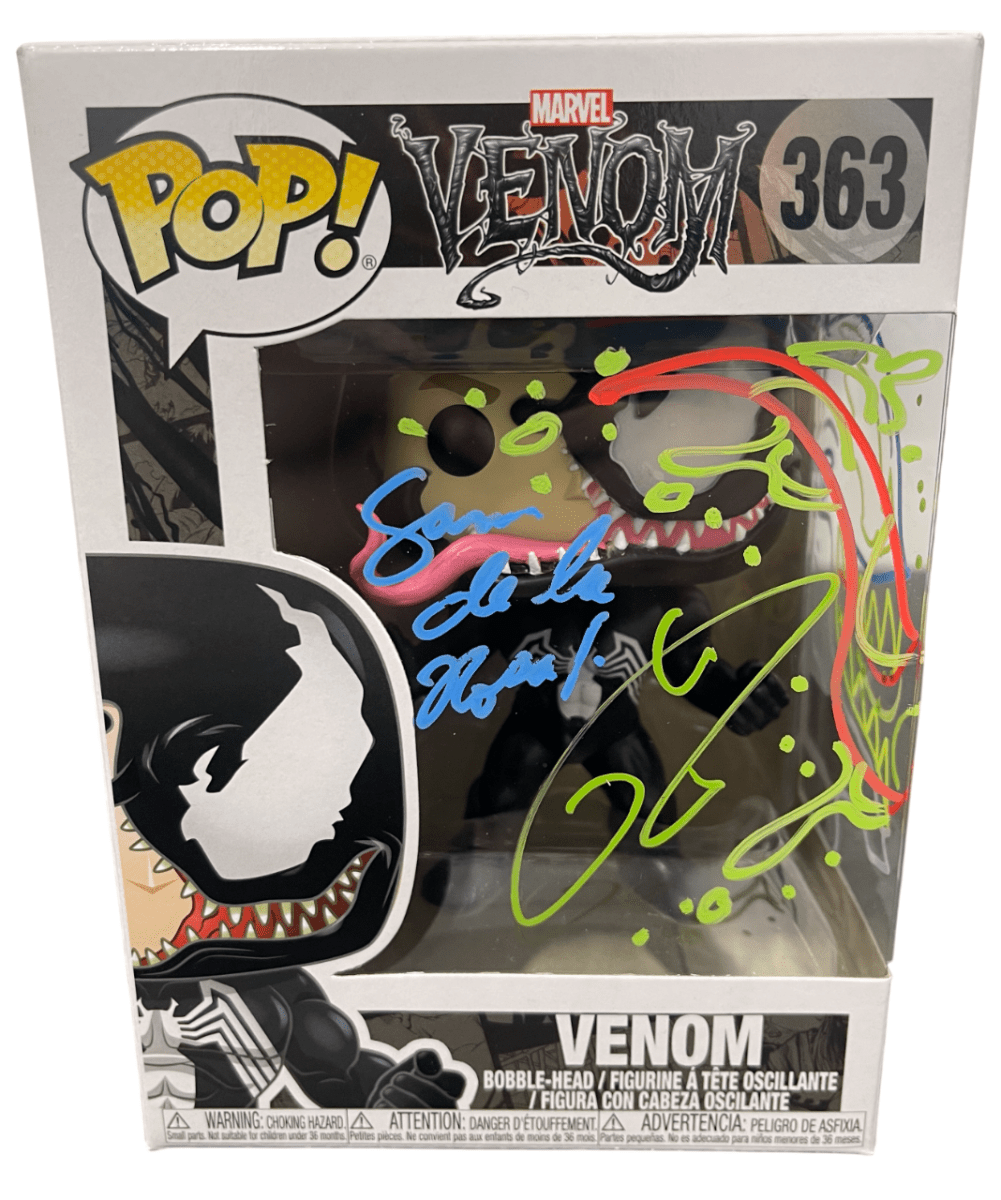 Tom Hardy Signed Venom Funko Pop #363 w/ Sam De La Rosa Sketch BAS & JSA COA C