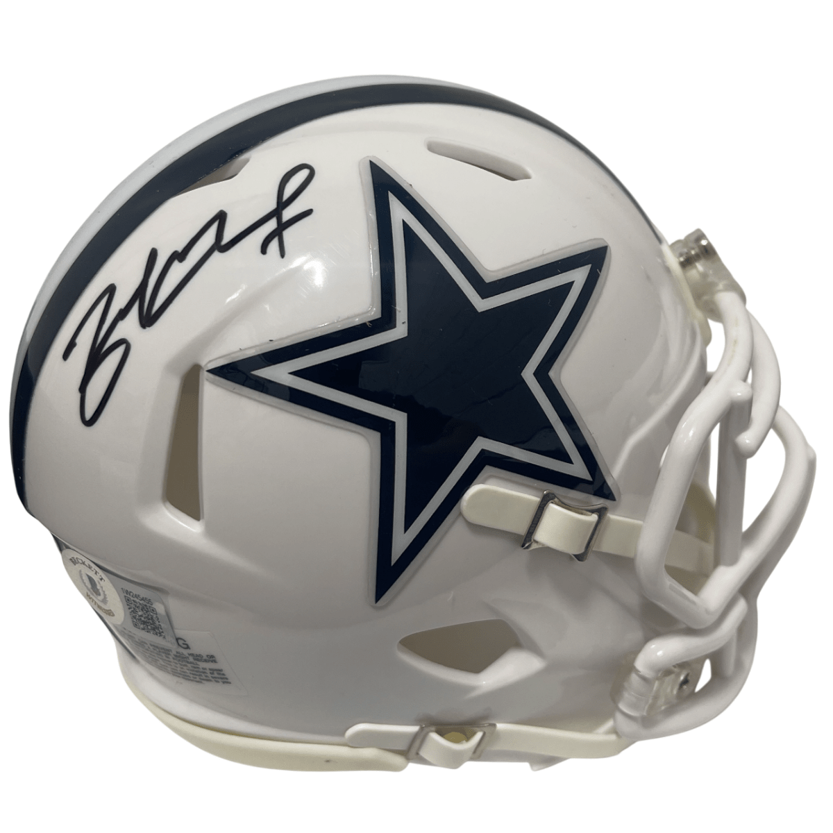 Zack Martin Signed Dallas Cowboys Alt White Mini Helmet Beckett Witness BAS COA