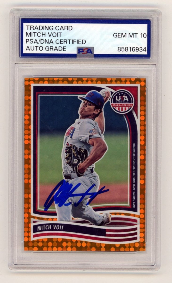 Mitch Voit 2024 Panini USA Stars & Stripes #192 Orange Signed RC /75 PSA 10 Auto