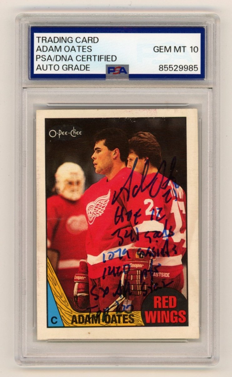 Adam Oates 1987-88 O-Pee-Chee OPC Rookie Card RC w/ 5 Insc. Signed PSA 10 Auto