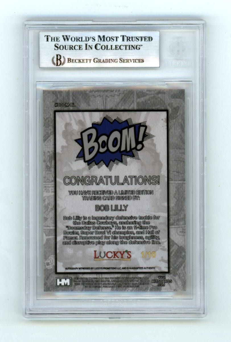Bob Lilly 2024 Hits Memorabilia BOOM Gold #/10 Signed BGS BAS Auto HOF 1980 Insc