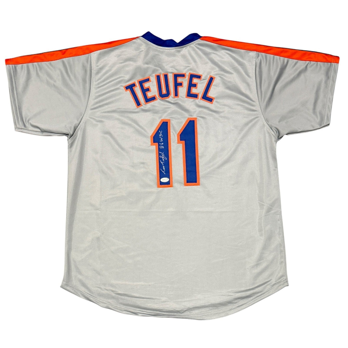 Tim Teufel Signed New York Mets Custom Jersey w/ 86 WSC JSA Witness COA