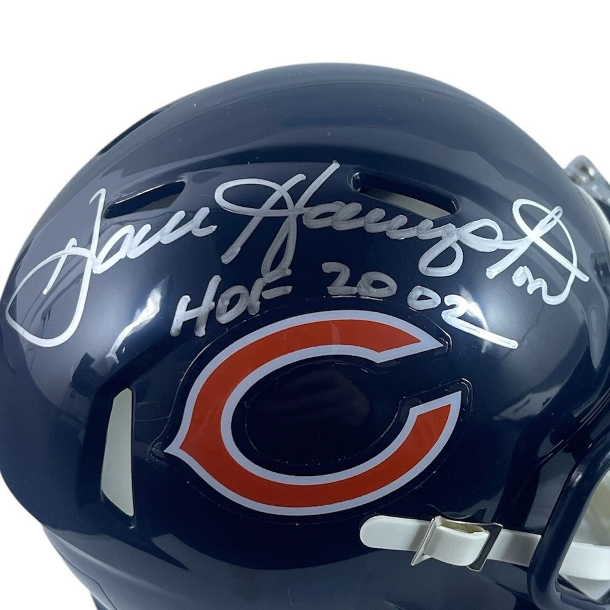 Dan Hampton Signed Bears Speed Mini Helmet w/ HOF 2002 Beckett Witness BAS COA