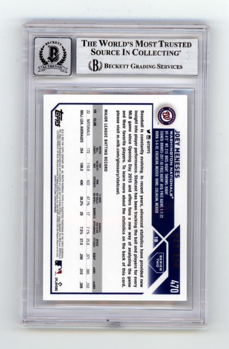 Joey Meneses 2023 Topps Advanced Stats 470 Rookie RC /300 Signed BAS BGS 10 Auto