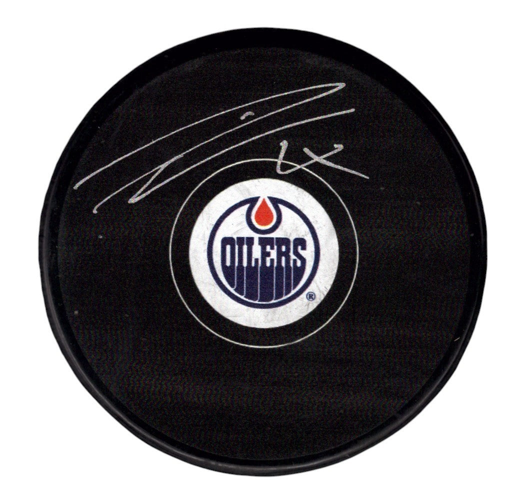 Leon Draisaitl Signed Autographed Edmonton Oilers Logo Puck Fanatics COA