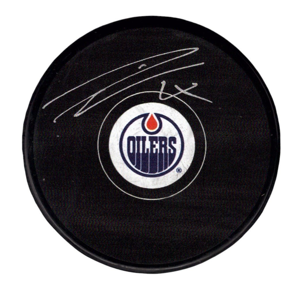 Leon Draisaitl Signed Autographed Edmonton Oilers Logo Puck Fanatics COA