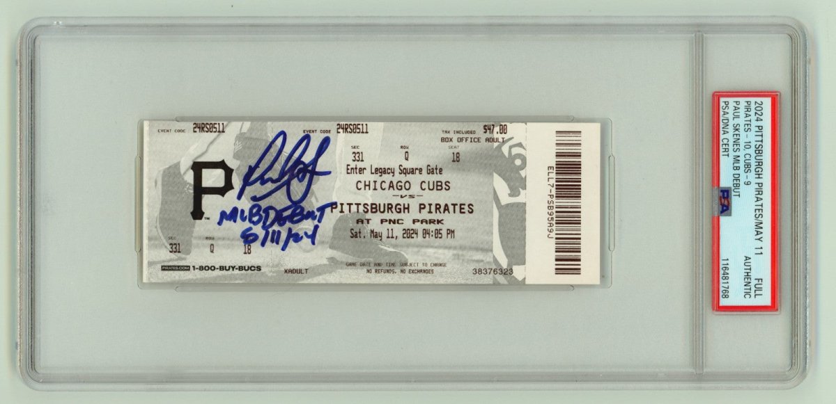 Paul Skenes Signed MLB Debut Ticket 5/11/2024 w/ Inscription PSA Authentic Auto