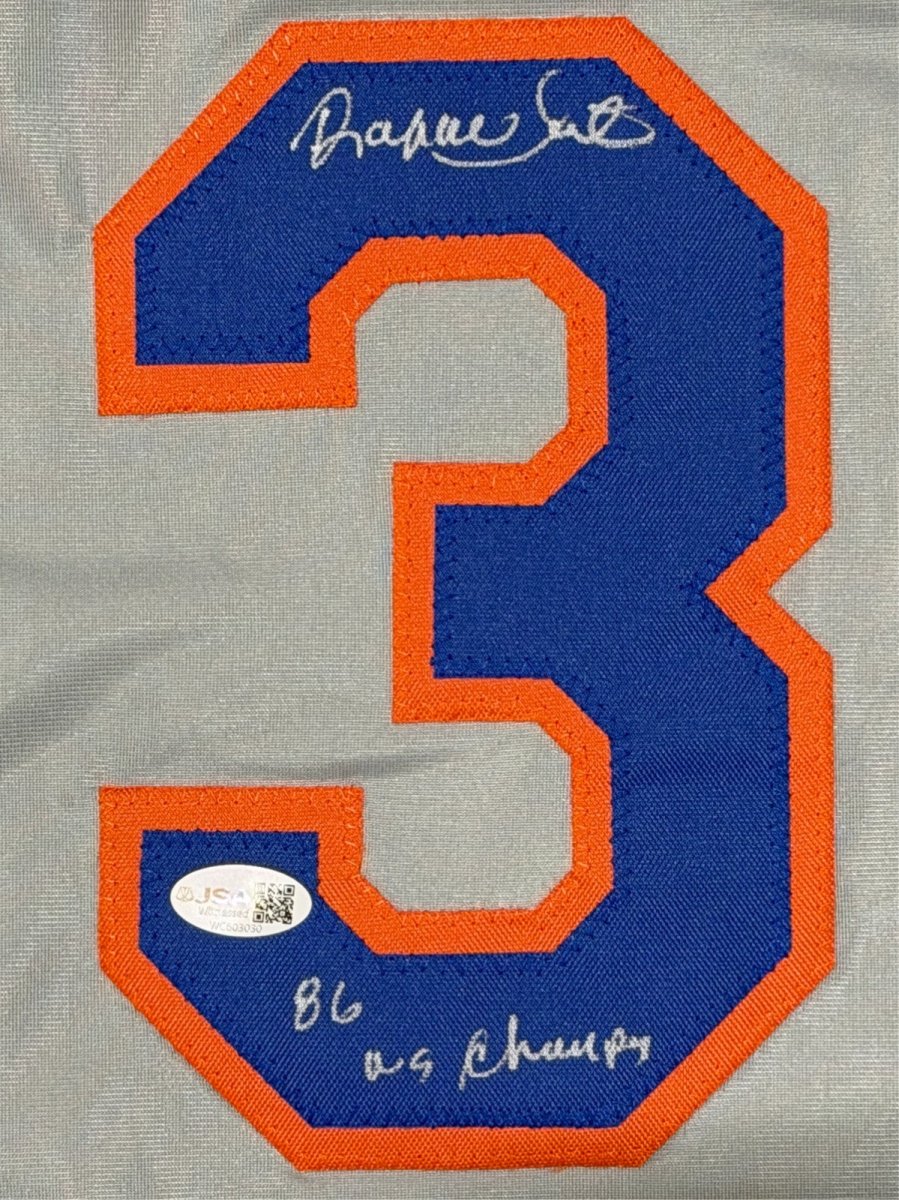 Rafael Santana Signed New York Mets Custom Jersey w/ 86 WS Champ JSA Witness COA