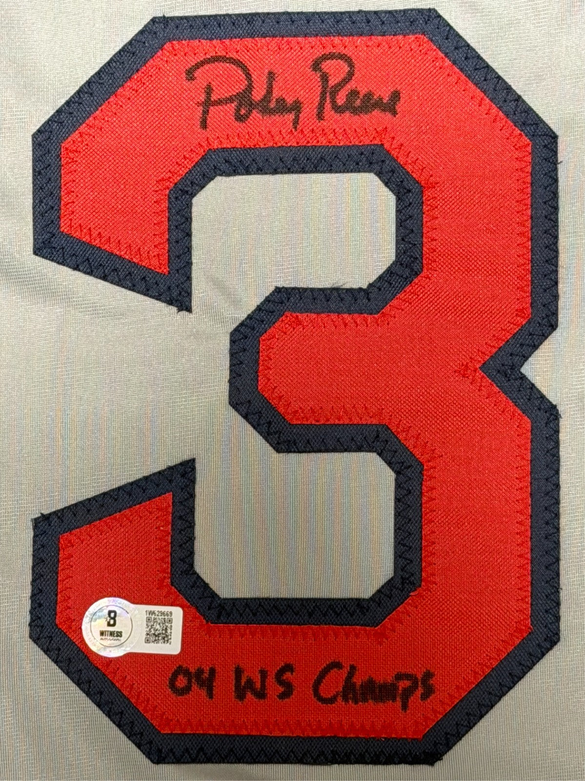 Pokey Reese Signed Red Sox Custom Jersey w/ 04 WS Champs Beckett Witness BAS COA