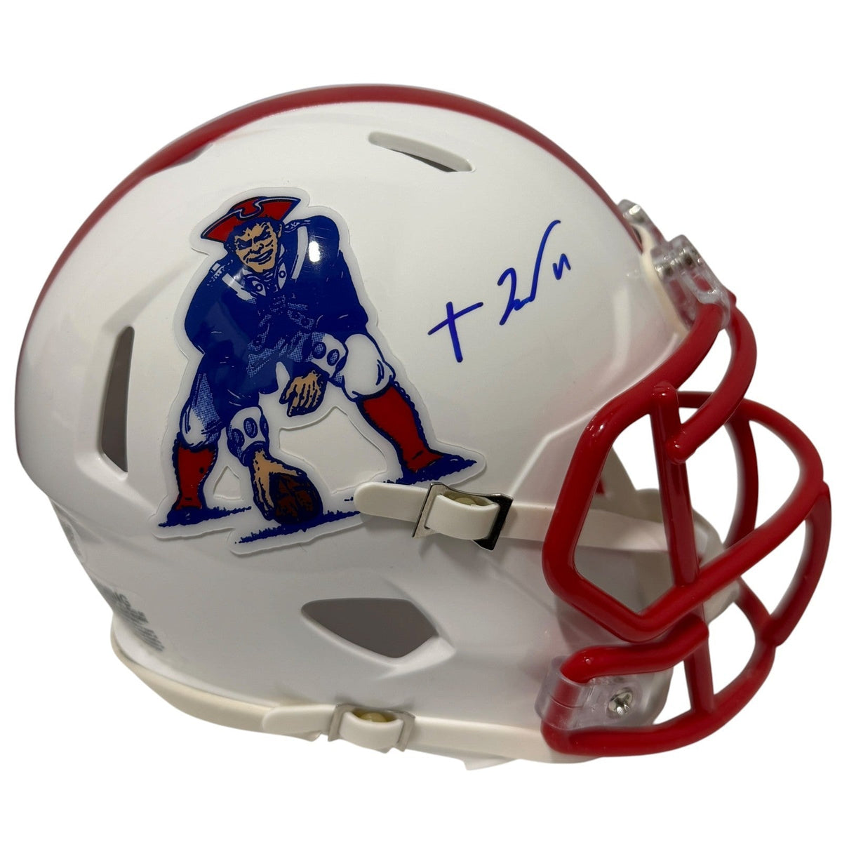 TreVeyon Henderson Signed New England Patriots TB Mini Helmet JSA Witness COA