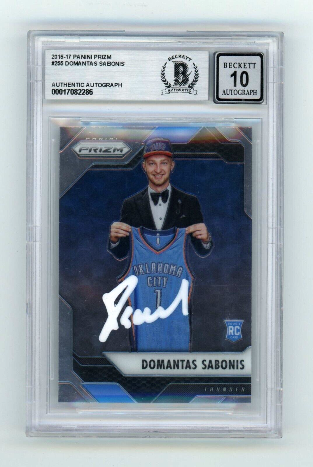 Domantas Sabonis 2016-17 Panini Prizm #255 RC Signed Beckett Wit BAS BGS 10 Auto