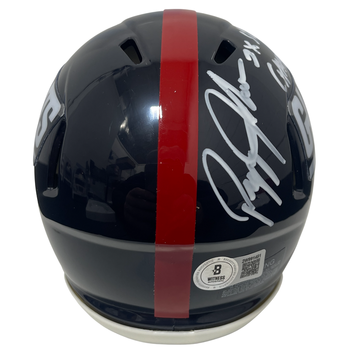Pepper Johnson Signed Giants TB Mini Helmet w/ 2x SB Champs Beckett Wit BAS COA