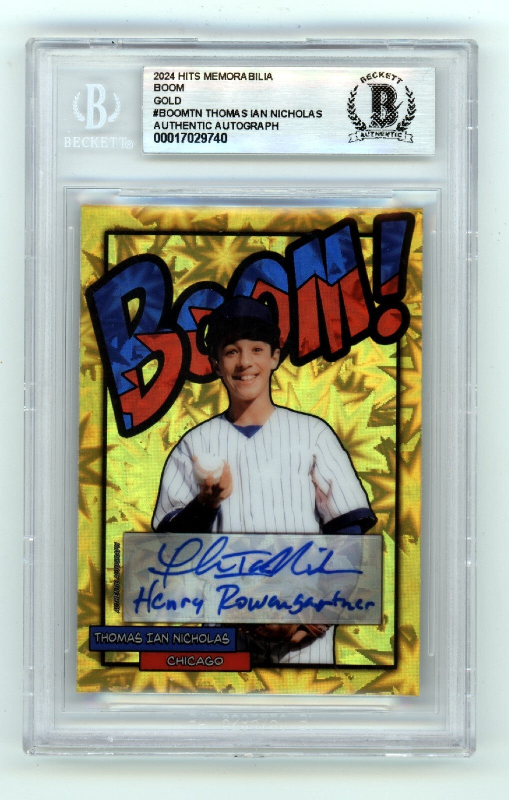 Thomas Ian Nicholas 2024 Hits Memorabilia BOOM Gold /10 Signed BGS BAS Auto Cubs