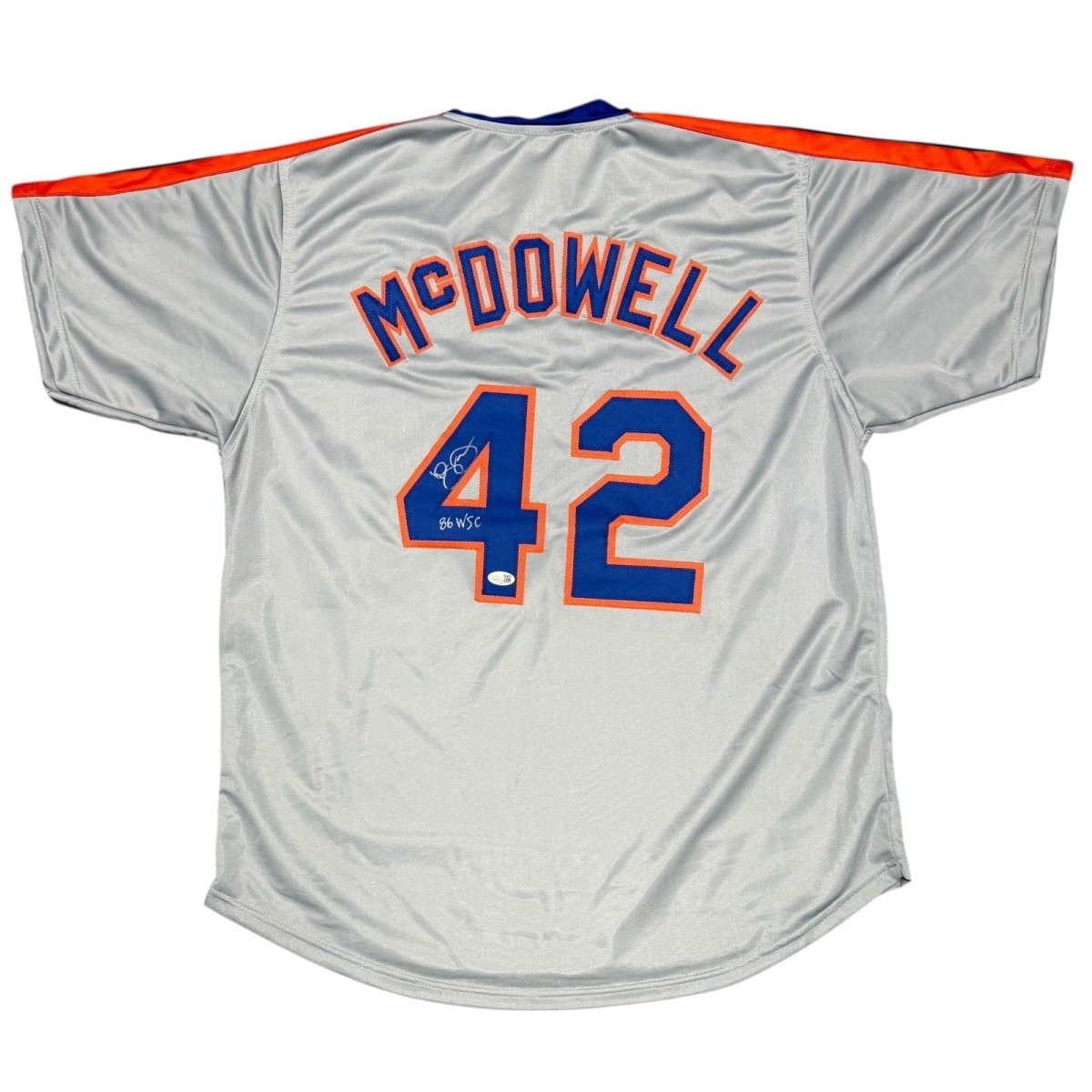 Roger McDowell Signed New York Mets Custom Jersey w/ 86 WSC JSA Witness COA