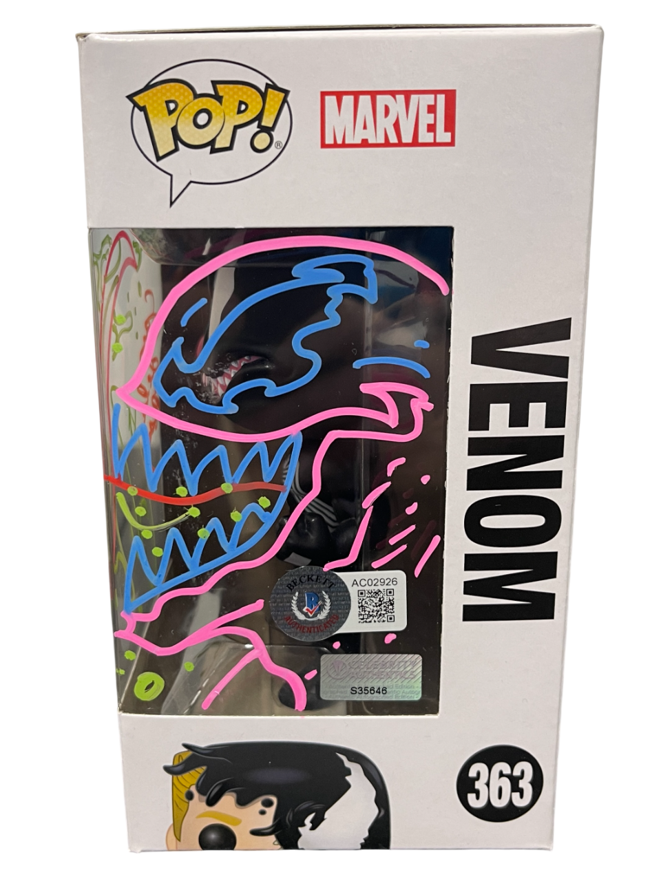 Tom Hardy Signed Venom Funko Pop #363 w/ Sam De La Rosa Sketch BAS &amp; JSA COA A
