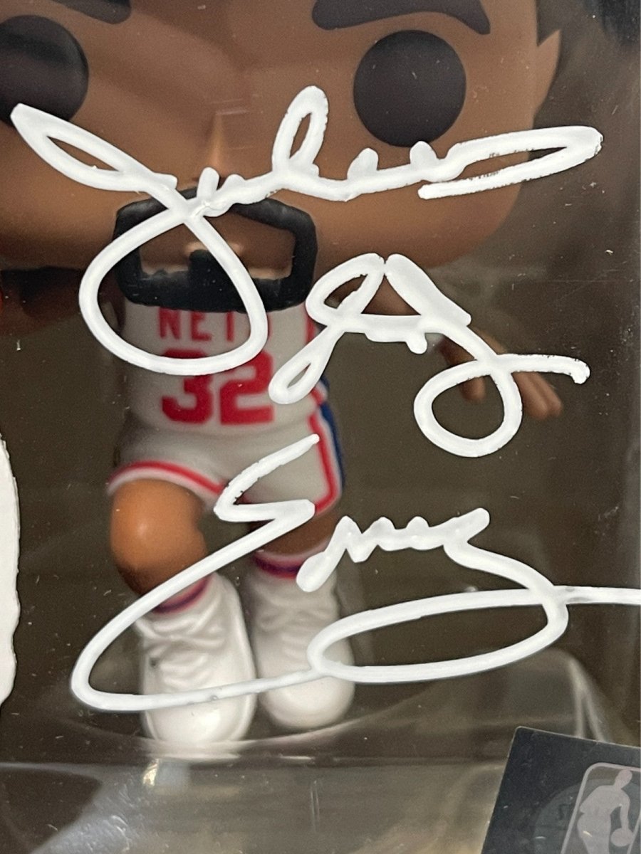 Julius Erving Signed Nets NBA Funko Pop #107 w/ Dr J Ins Beckett Witness BAS COA