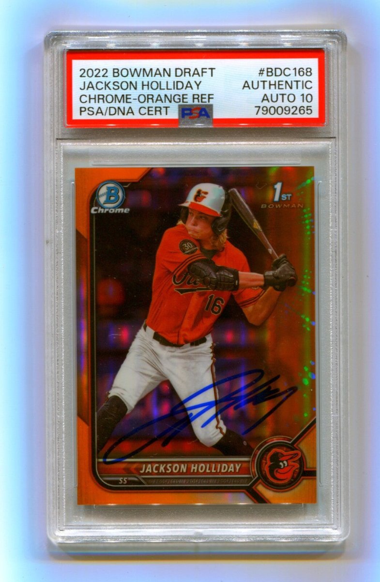 Jackson Holliday 2022 Bowman Chrome 1st Orange Refractor #/25 Signed PSA 10 Auto