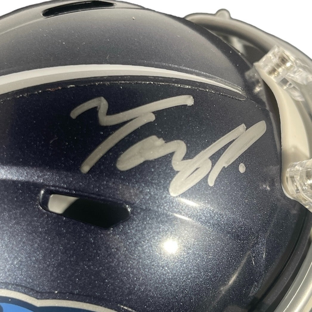 Tony Pollard Signed Tennessee Titans Speed Mini Helmet Beckett Witness BAS COA
