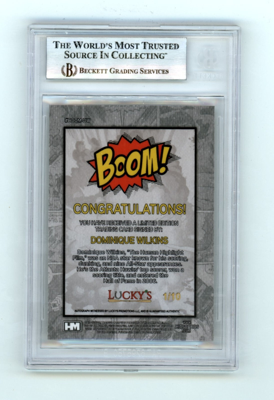Dominique Wilkins 2024 Hits Memorabilia BOOM Gold #/10 Signed BGS BAS Auto Hawks