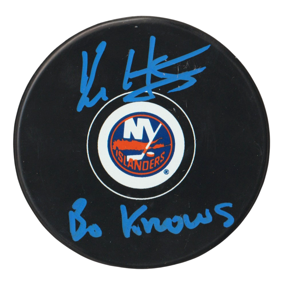 Bo Horvat Signed New York Islanders Puck w/ Bo Knows Beckett Witness BAS COA B