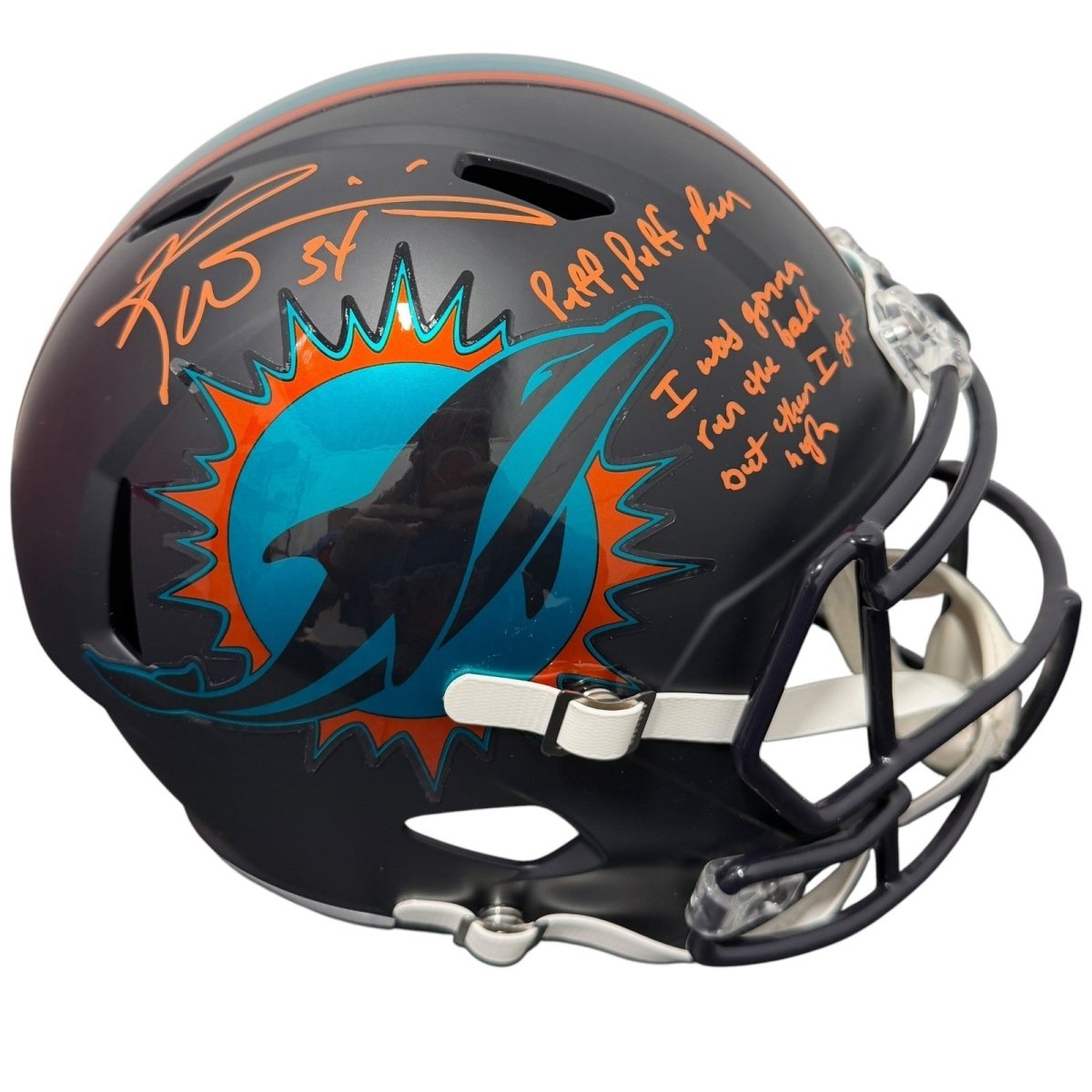 Ricky Williams Signed Dolphins Rivalries FS Full Size Helmet Weed Insc JSA W COA