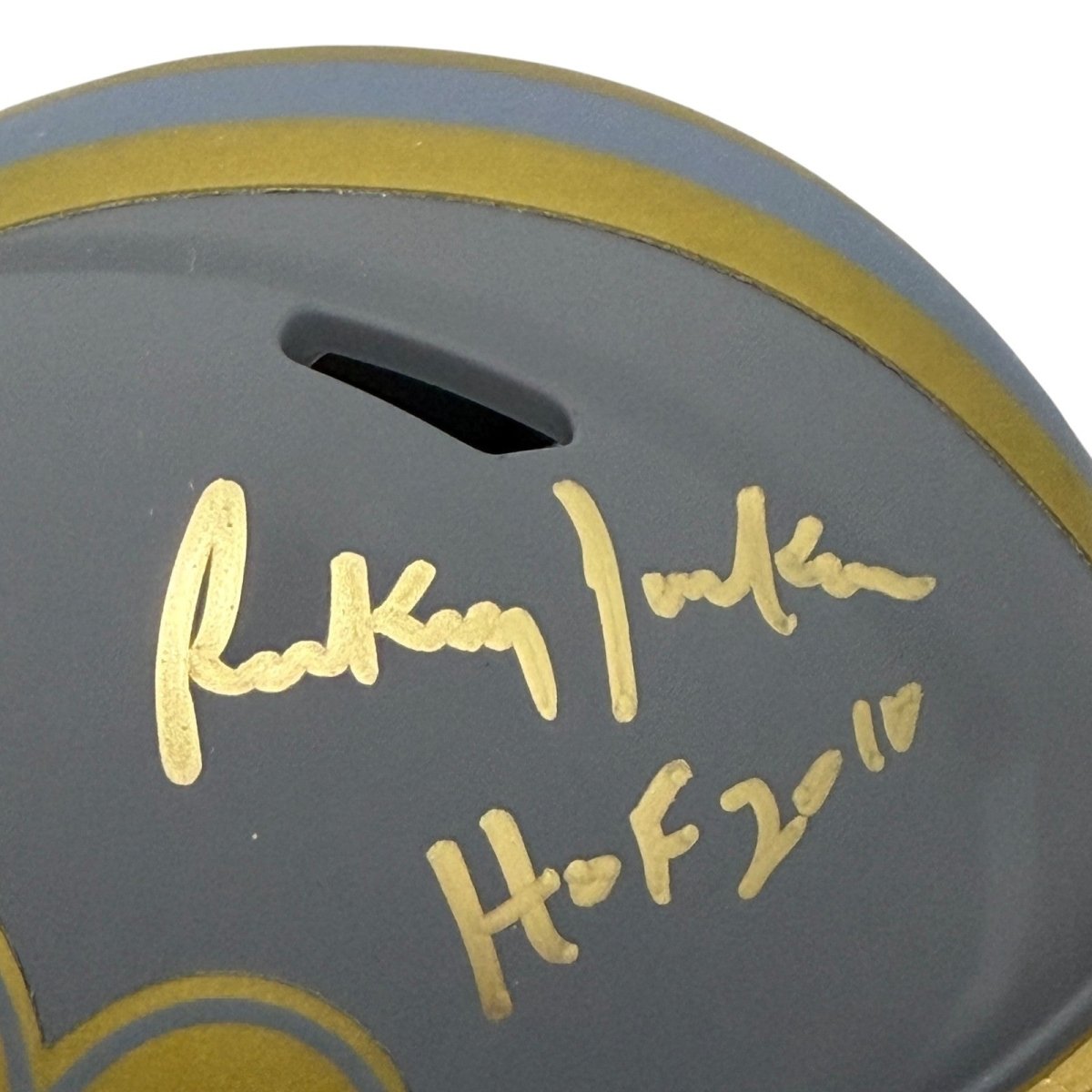 Rickey Jackson Signed Saints Slate Mini Helmet w/ HOF 2010 JSA Witness COA