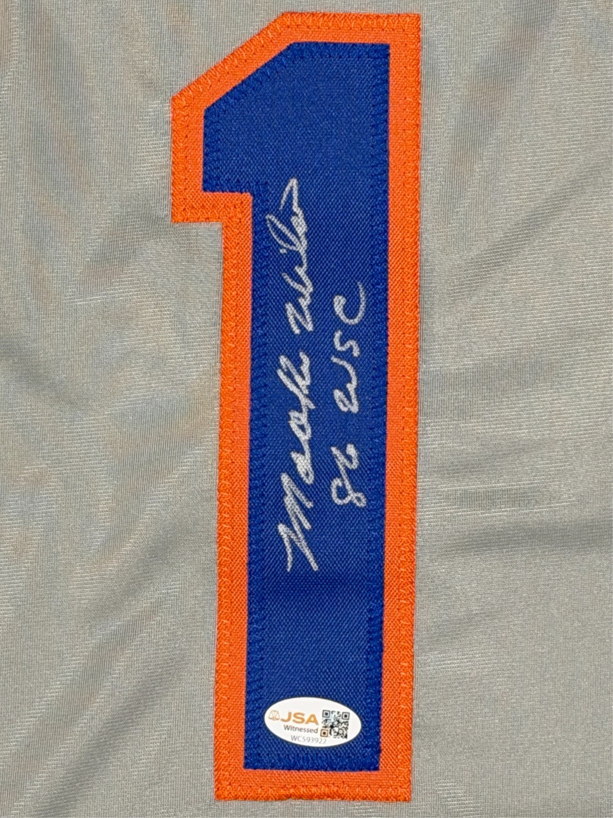 Mookie Wilson Signed New York Mets Grey Custom Jersey w/ 86 WSC JSA Witness COA