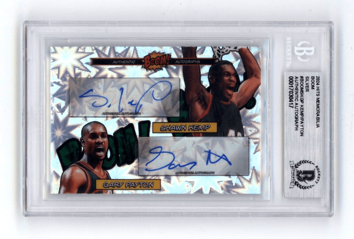 Shawn Kemp & Gary Payton 2024 Hits BOOM Silver Dual Signed BGS BAS Auto Sonics