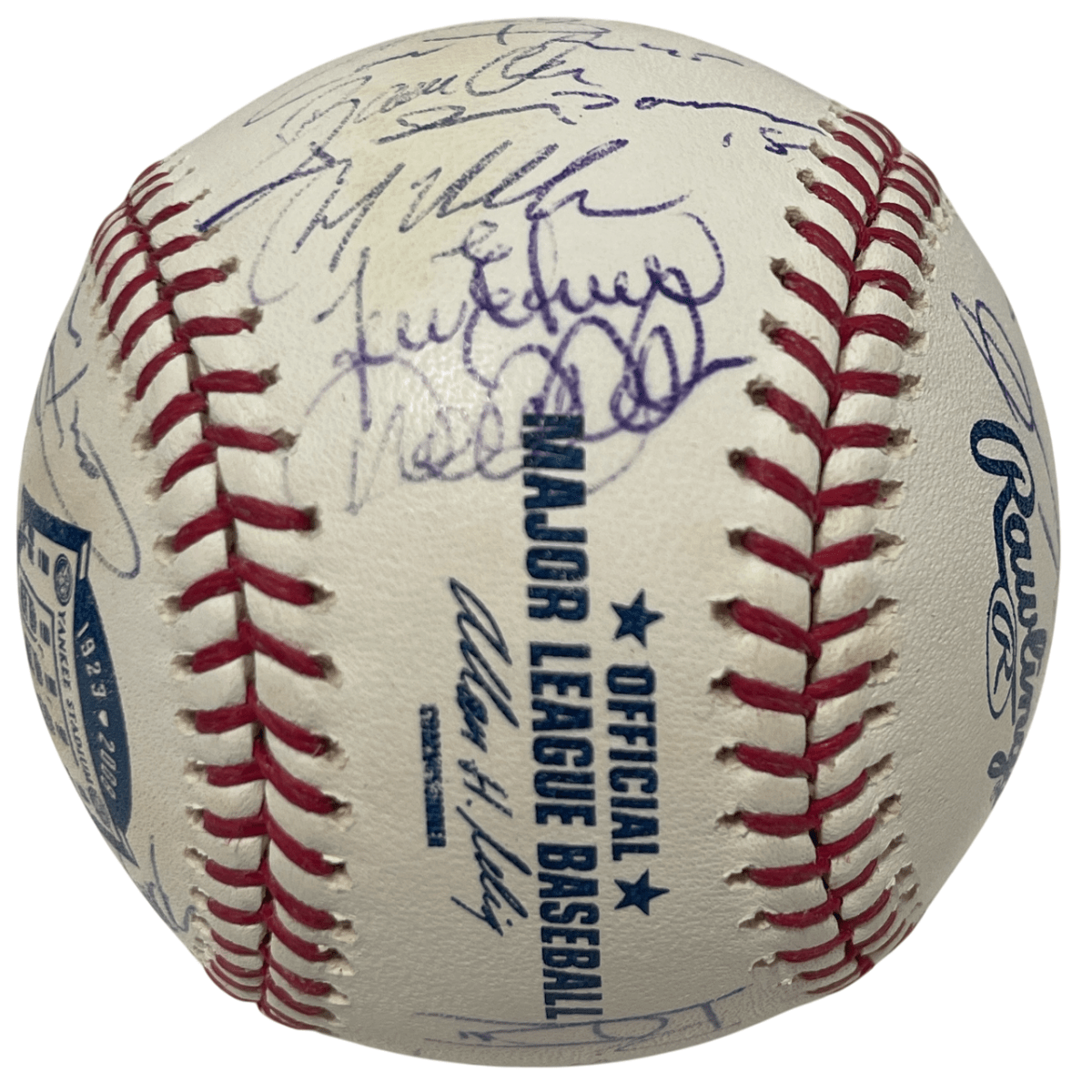 2008 New York Yankees (36) Signed Autographed Final Season Logo Baseball JSA LOA