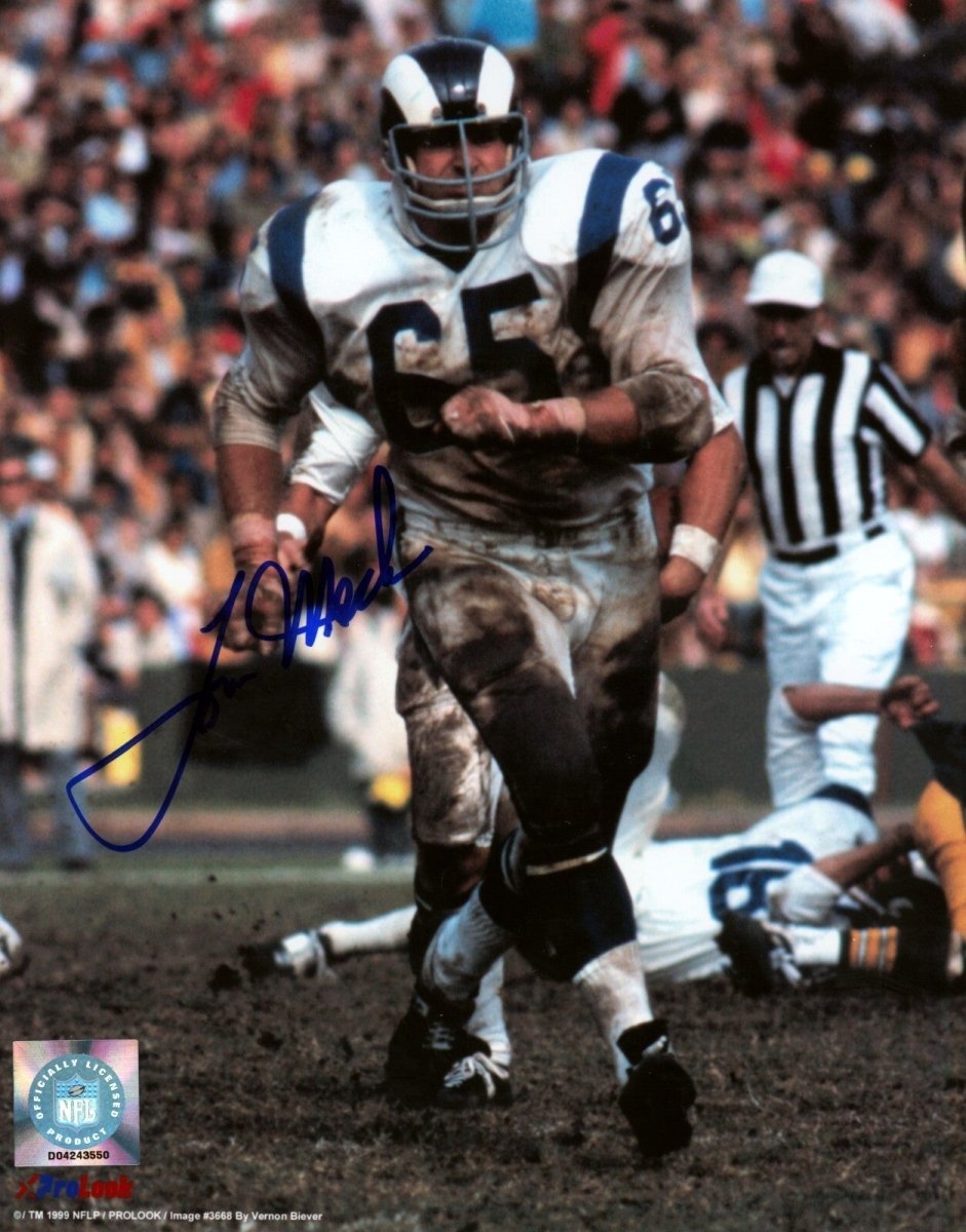 Tom Mack Signed Autographed Los Angeles Rams 8x10 Photo LSCM COA #1