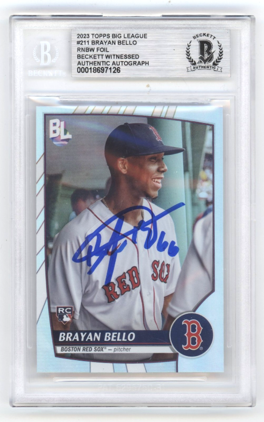 Brayan Bello 2023 Topps Big League #211 Rainbow Foil Signed RC Beckett BAS Auto