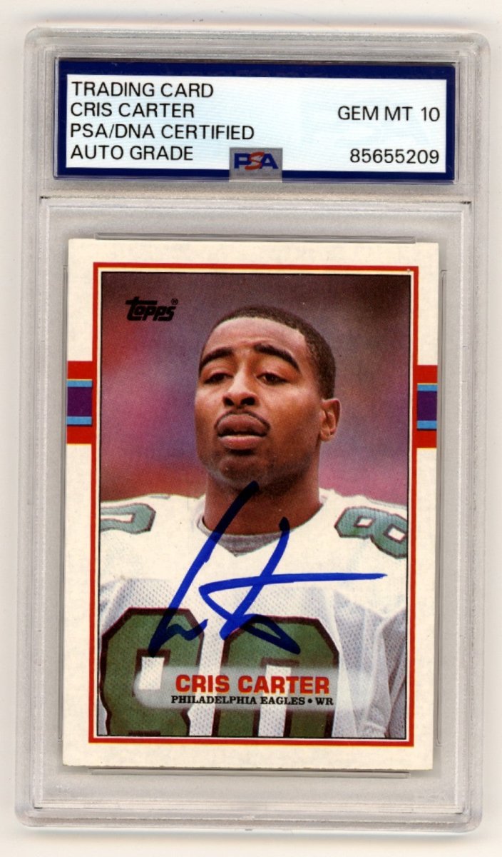 Cris Carter 1989 Topps Football #121 Signed Rookie RC PSA 10 Auto Eagles Vikings