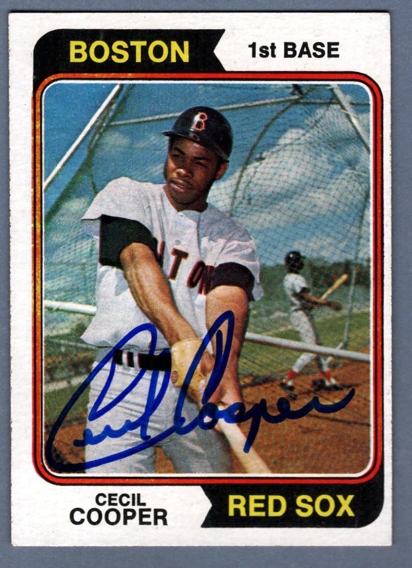 Cecil Cooper Signed Autographed 1974 Topps #523 LSCM COA Boston Red Sox