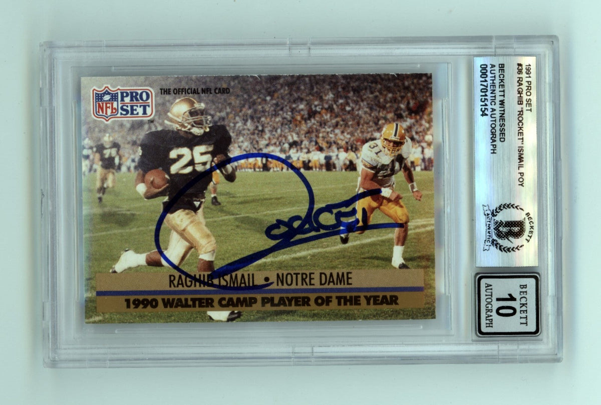 Raghib Rocket Ismail 1991 Pro Set #36 Player of Year POY RC Signed BGS 10 Auto