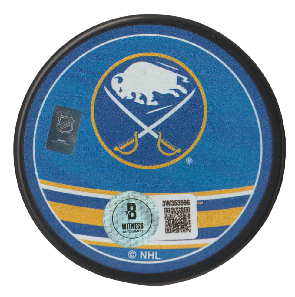 Pierre Turgeon Signed Buffalo Sabres Reverse Retro Puck w HOF 23 Beckett BAS COA
