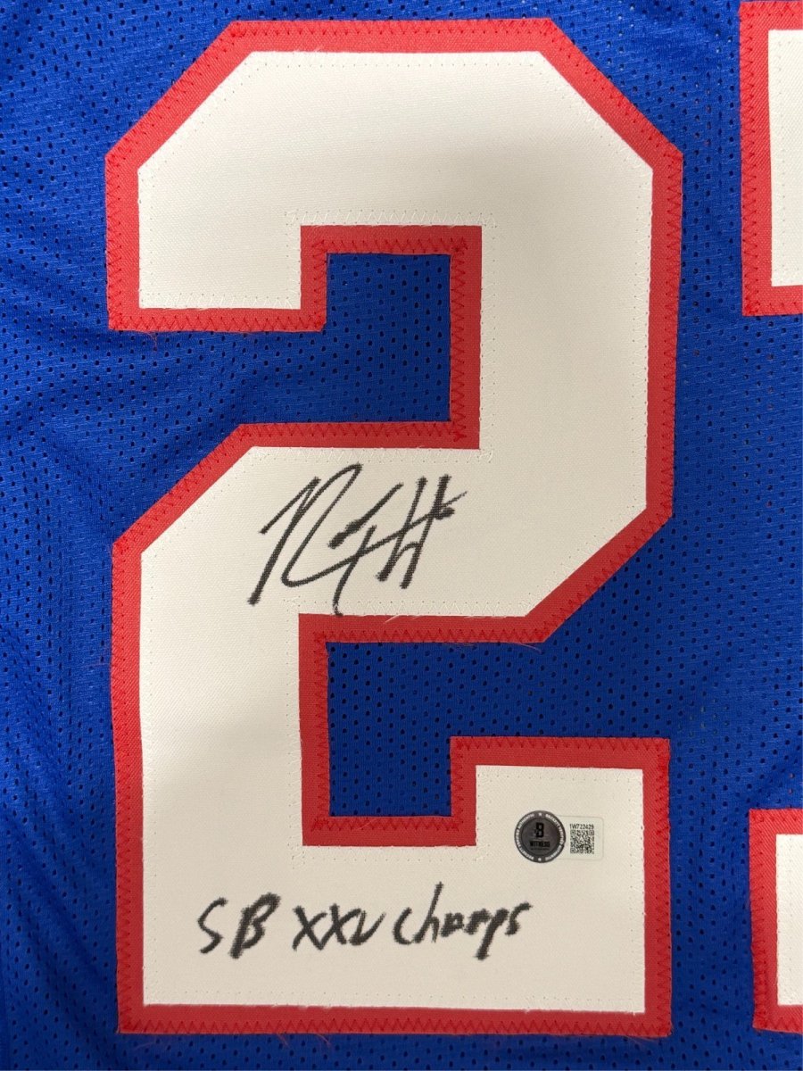 Rodney Hampton Signed Giants Custom Jersey w/ SB XXV Champs Beckett Wit BAS COA