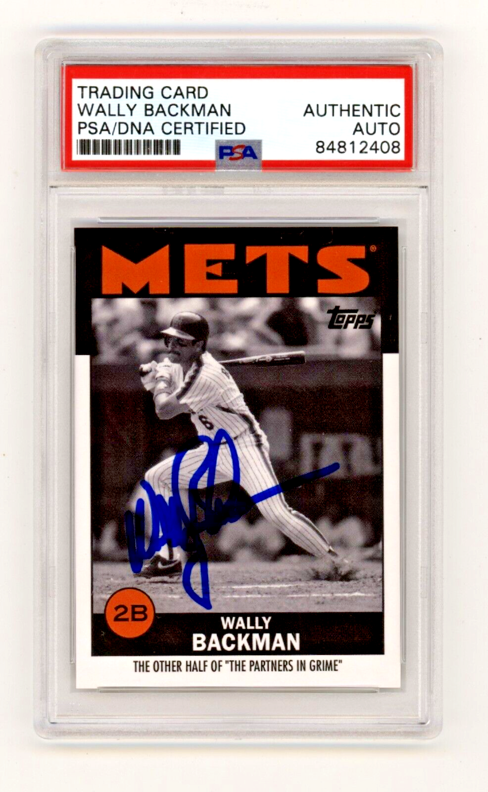 Wally Backman 2021 Topps Once Upon a Time in Queens B/W #2 Signed PSA Auto Mets